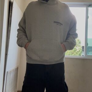 Used Essentials Light Gray Pullover Hoodie in good condition